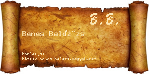 Benes Balázs névjegykártya